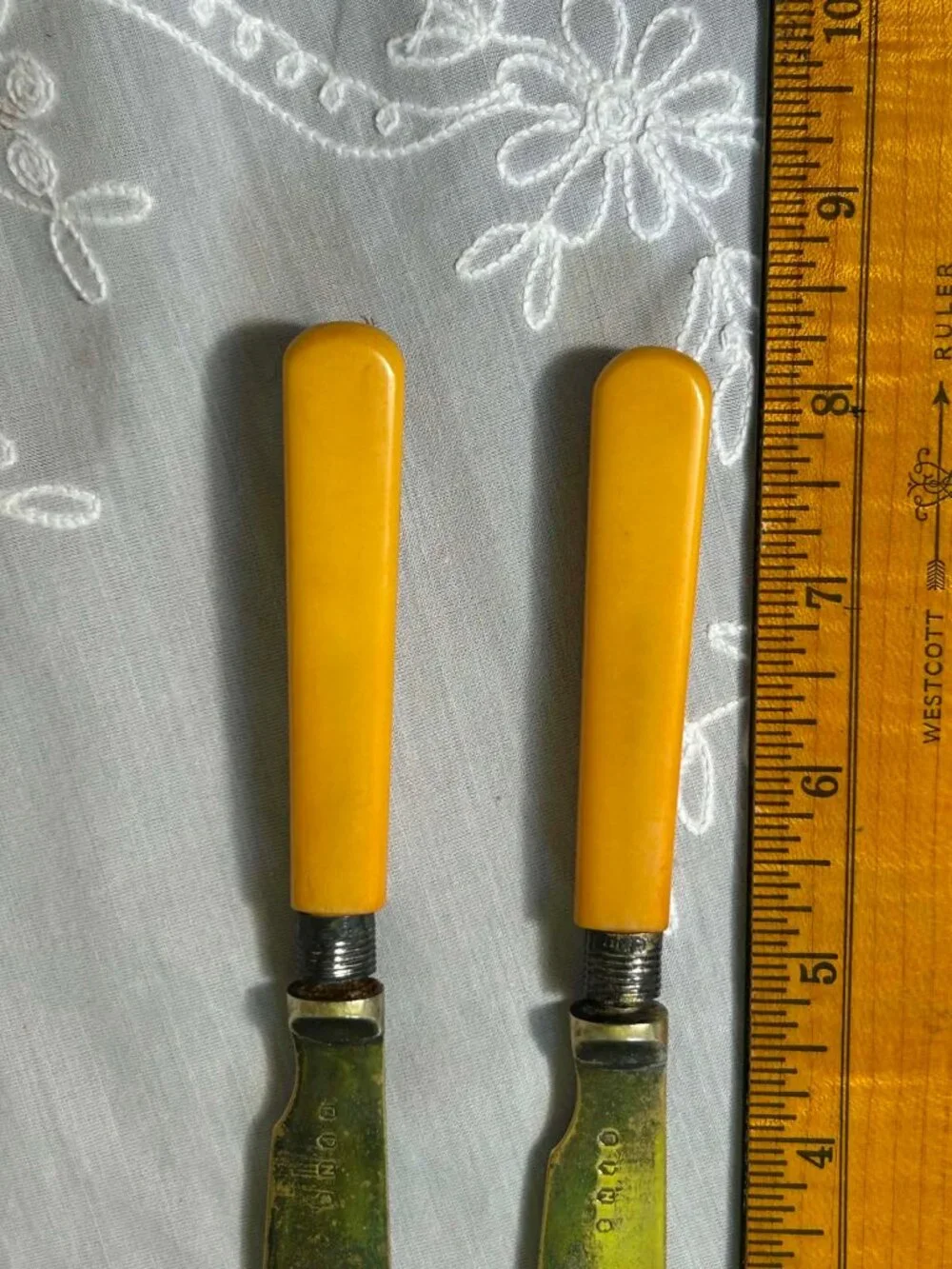 Pair of Antique Victorian Silver-Plated Engraved Fish Knives